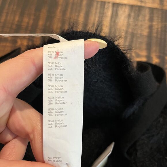 Fabletics Dress Womens XL Black Fuzzy Sweater Bodycon Strappy Knit Cozy Party - Picture 9 of 9